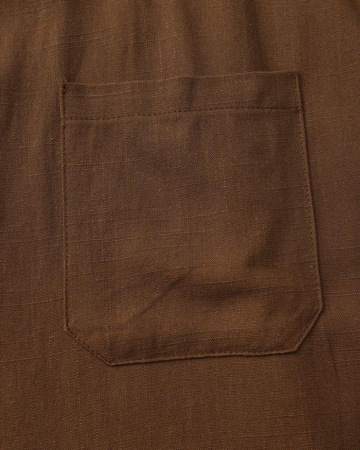 Men’s Mandarin Collar Shirt – Relaxed Fit Textured Cotton Shirt - Old Money