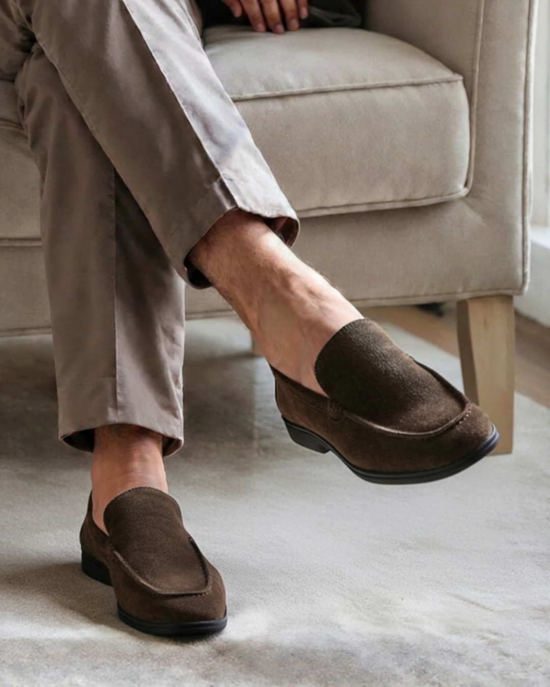 Premium Suede Loafers - Black Soles - Old Money