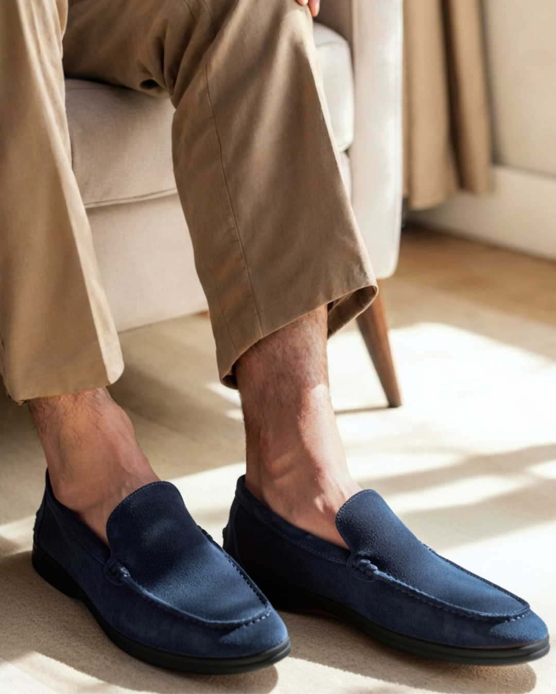 Premium Suede Loafers - Black Soles - Old Money